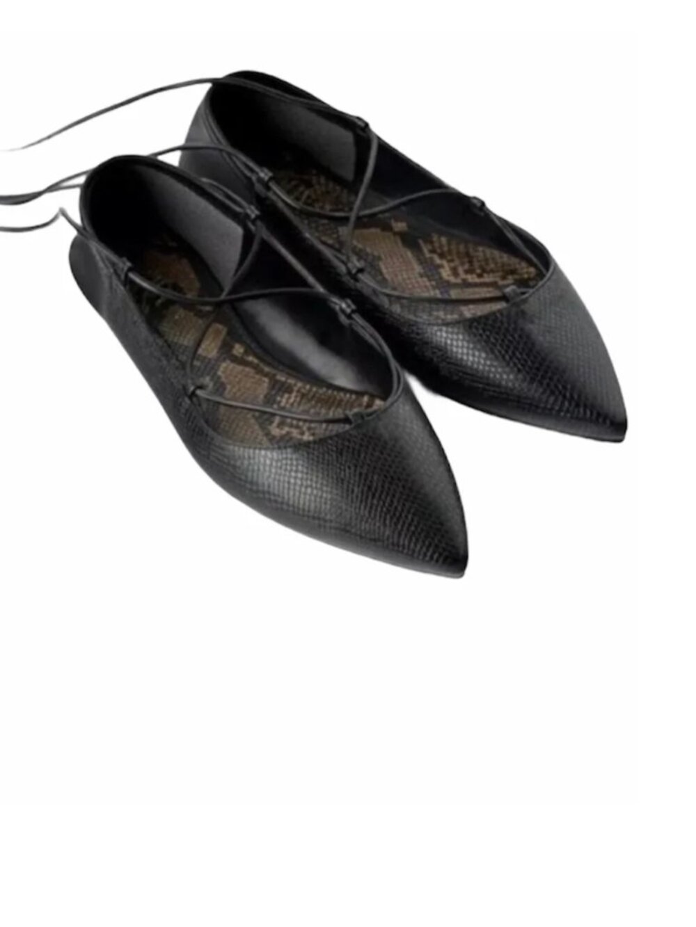 NWT ZARA ANIMAL PRINT TIED BALLET FLATS